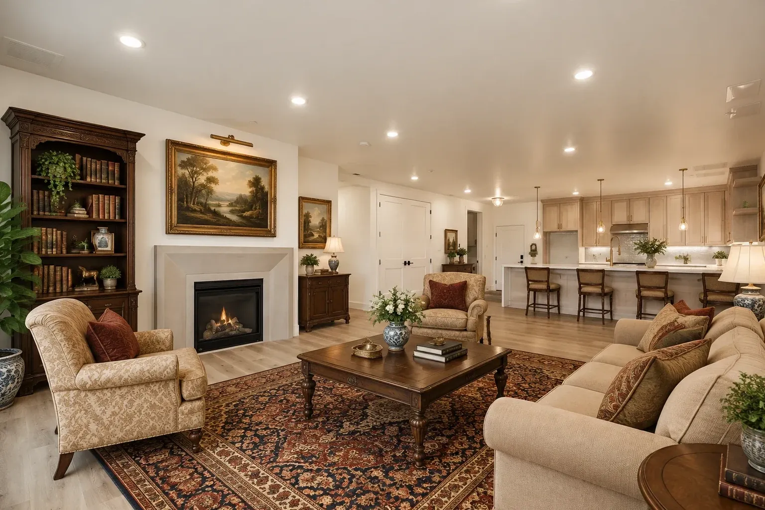 A living room staged in the Traditional style